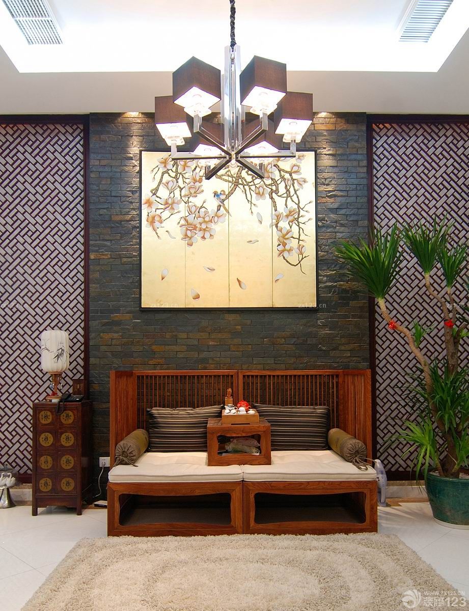 中式家装风格90平米三室一厅装修效果图