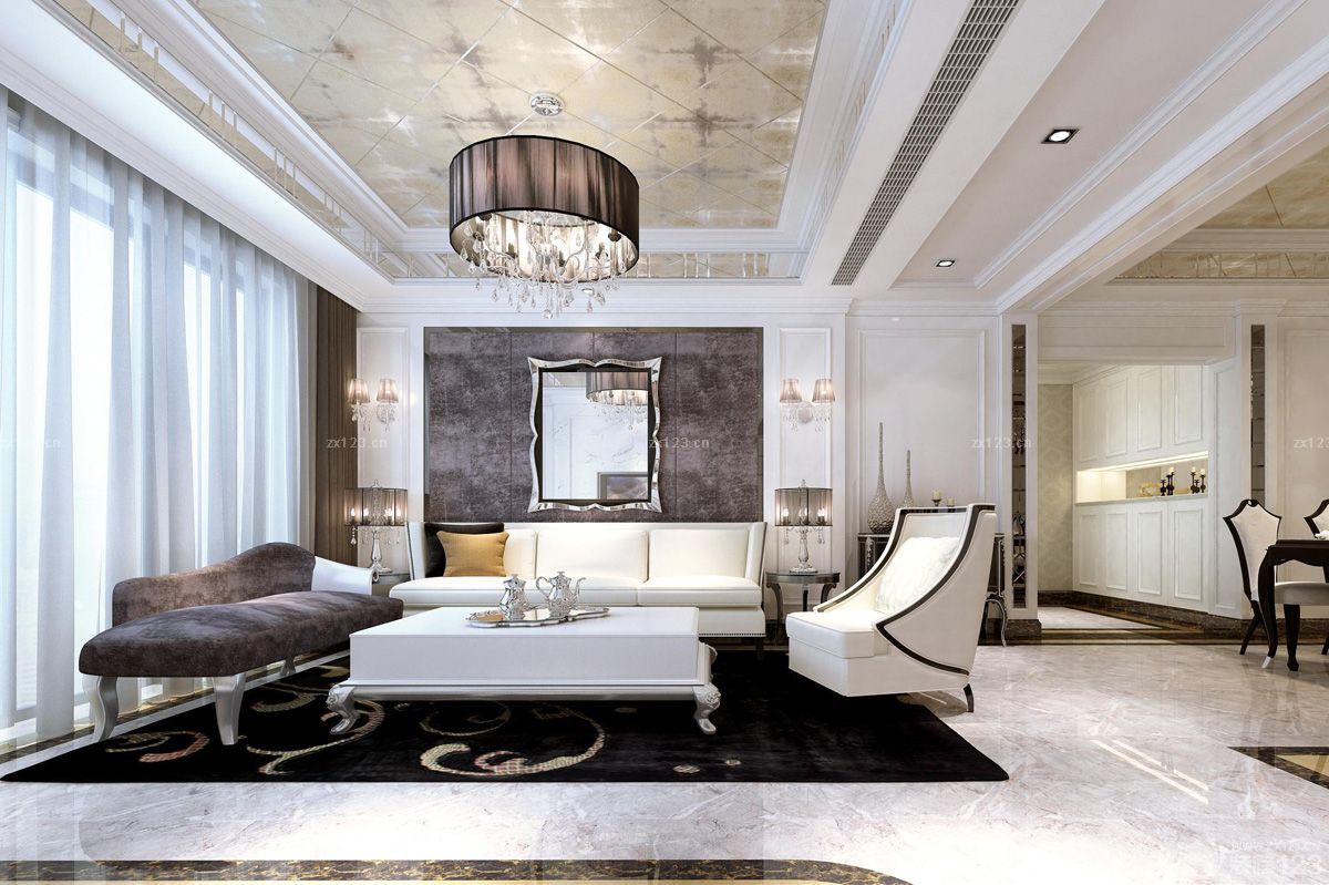 最新客厅白色茶几装修效果图片