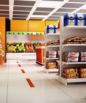超市时尚装饰橙色橱柜装修效果图片
