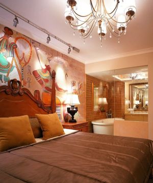 最新140平米三室一厅床头背景墙装修效果图片