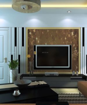 现代客厅电视背景墙装饰效果图