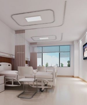 现代医院病房白色墙面装修效果图片