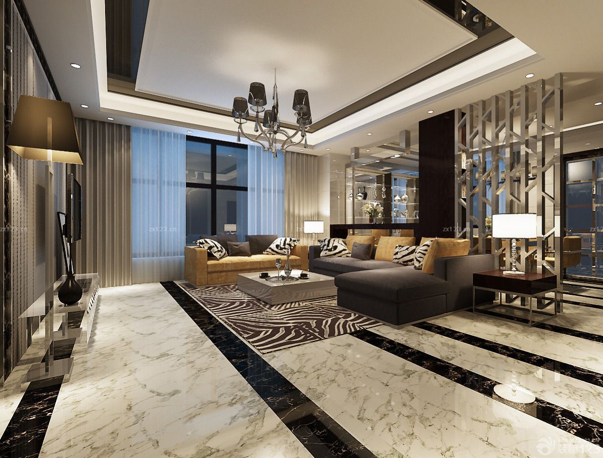 别墅客厅电视墙装修效果图片