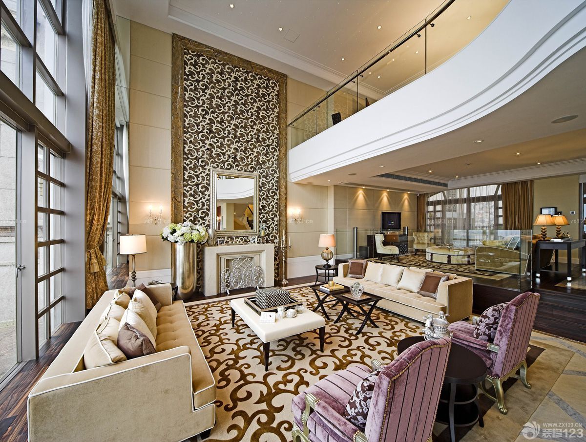 复式楼别墅客厅装修效果图