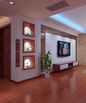 简约中式客厅电视背景墙设计装修效果图