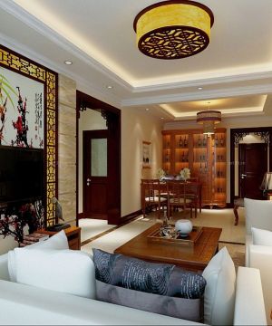 中式家装客厅背景墙效果图欣赏