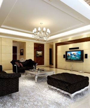 古典别墅客厅背景墙设计效果图