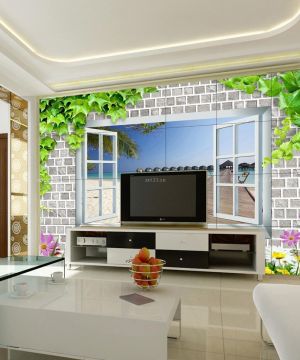 现代客厅电视墙墙面装饰装修效果图片