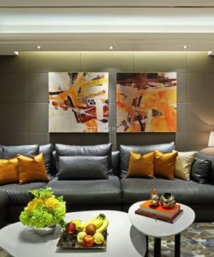 低调奢华风格客厅沙发背景墙装修图片