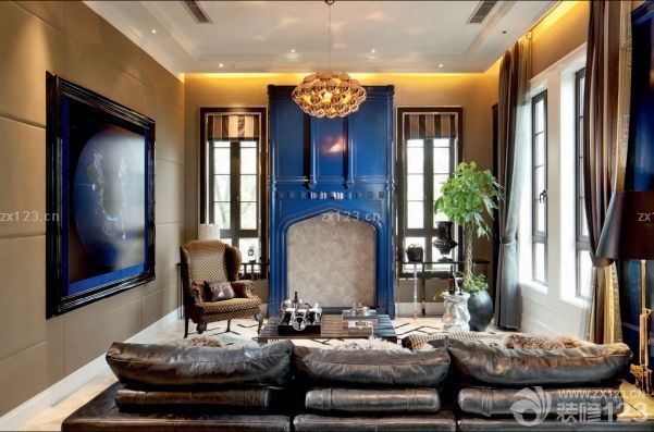 现代时尚别墅客厅沙发摆放装修效果图片