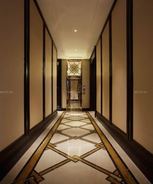 法式风格走廊拼花地砖装修效果图片