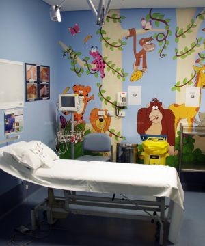 最新儿童医院装修病房背景墙画设计效果图片