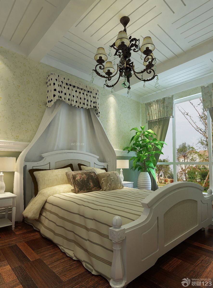 交换空间美式卧室吊顶设计装修效果图片