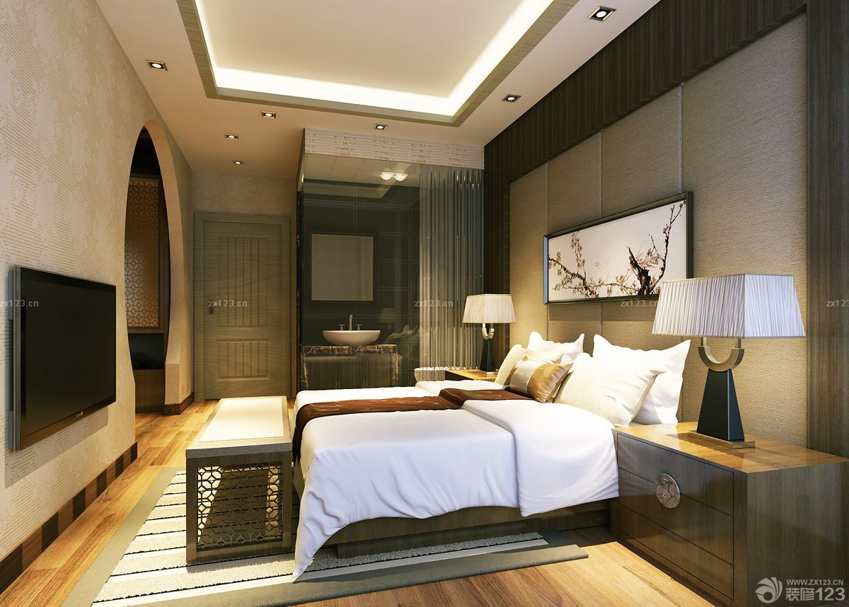 交换空间现代中式家装卧室效果图