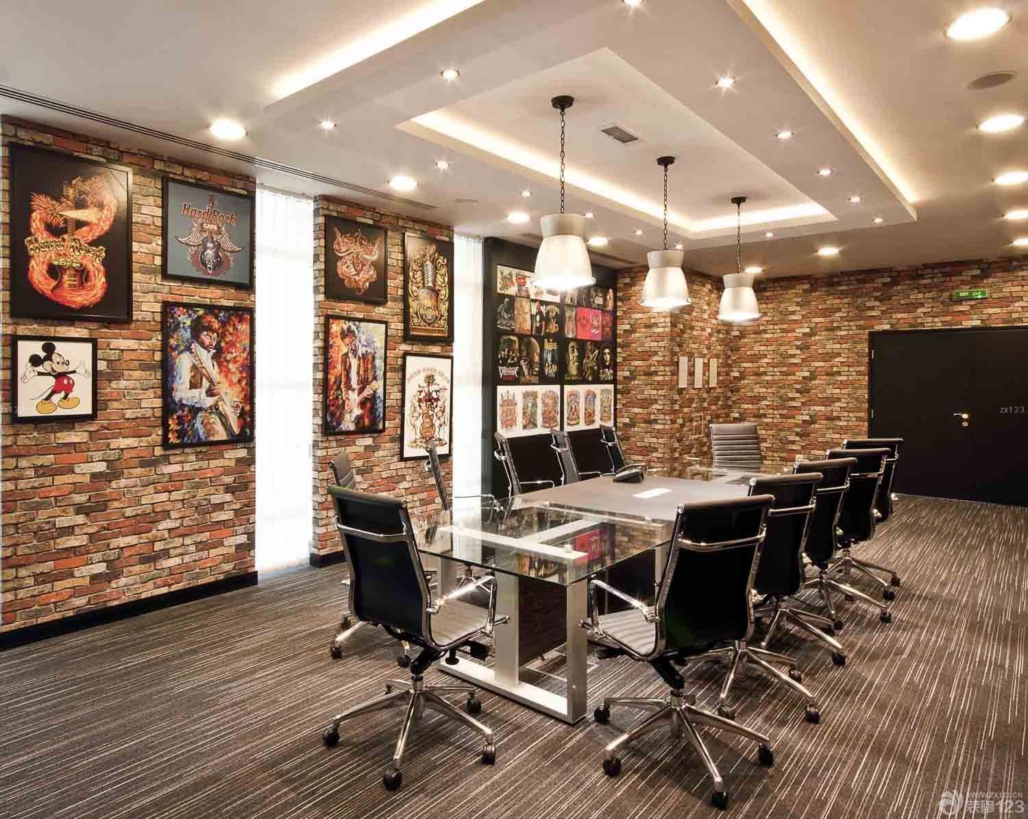 企业会议室背景墙装修效果图_设计456装修效果图