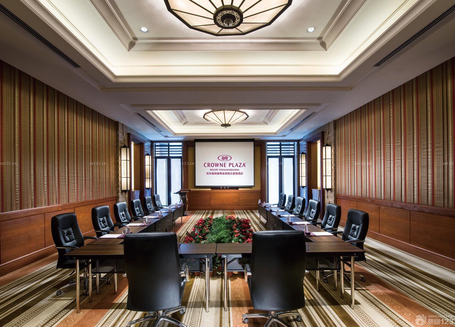 酒店室内会议室背景墙装修图_设计456装修效果图