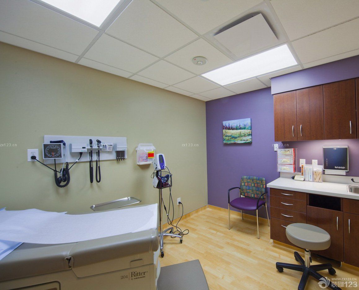 社区医院室内纯色壁纸装修效果图片