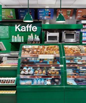 超市奶茶店产品展示柜装修效果图