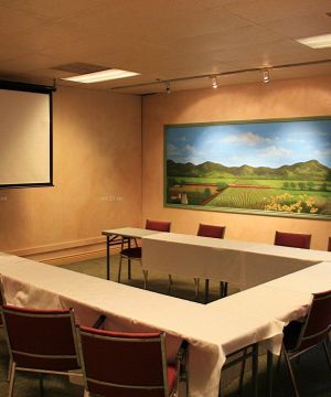 最新简约会议室背景墙效果图片