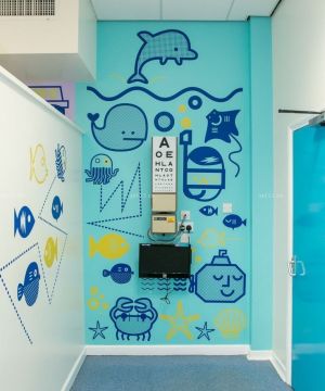 小型儿童医院室内背景墙设计效果图片