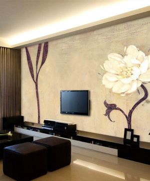 家装客厅手绘电视背景墙设计效果图