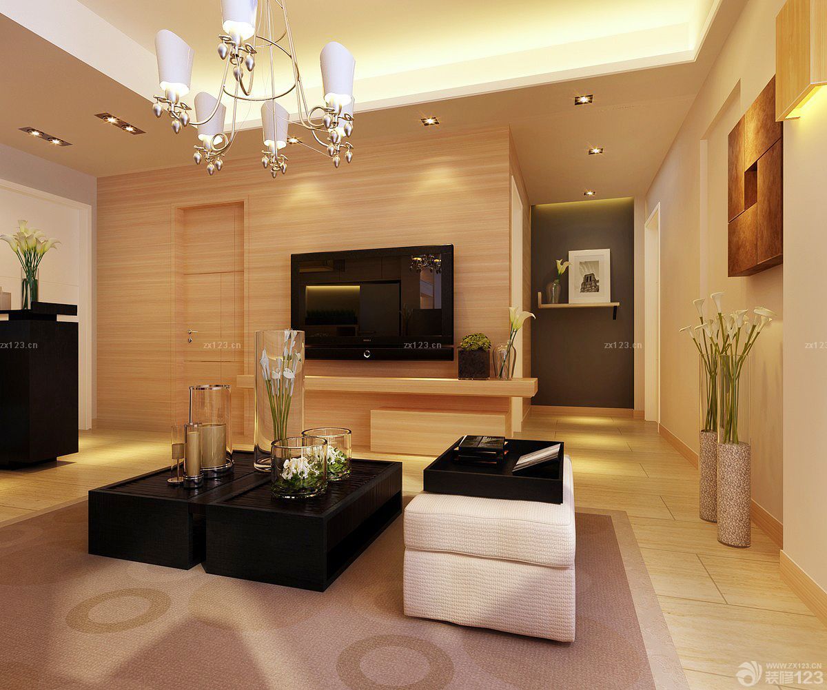 80平方房子电视背景墙暗门装修图片