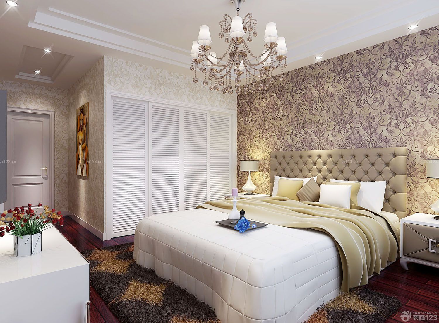 70平米房子花藤壁纸装修效果图片