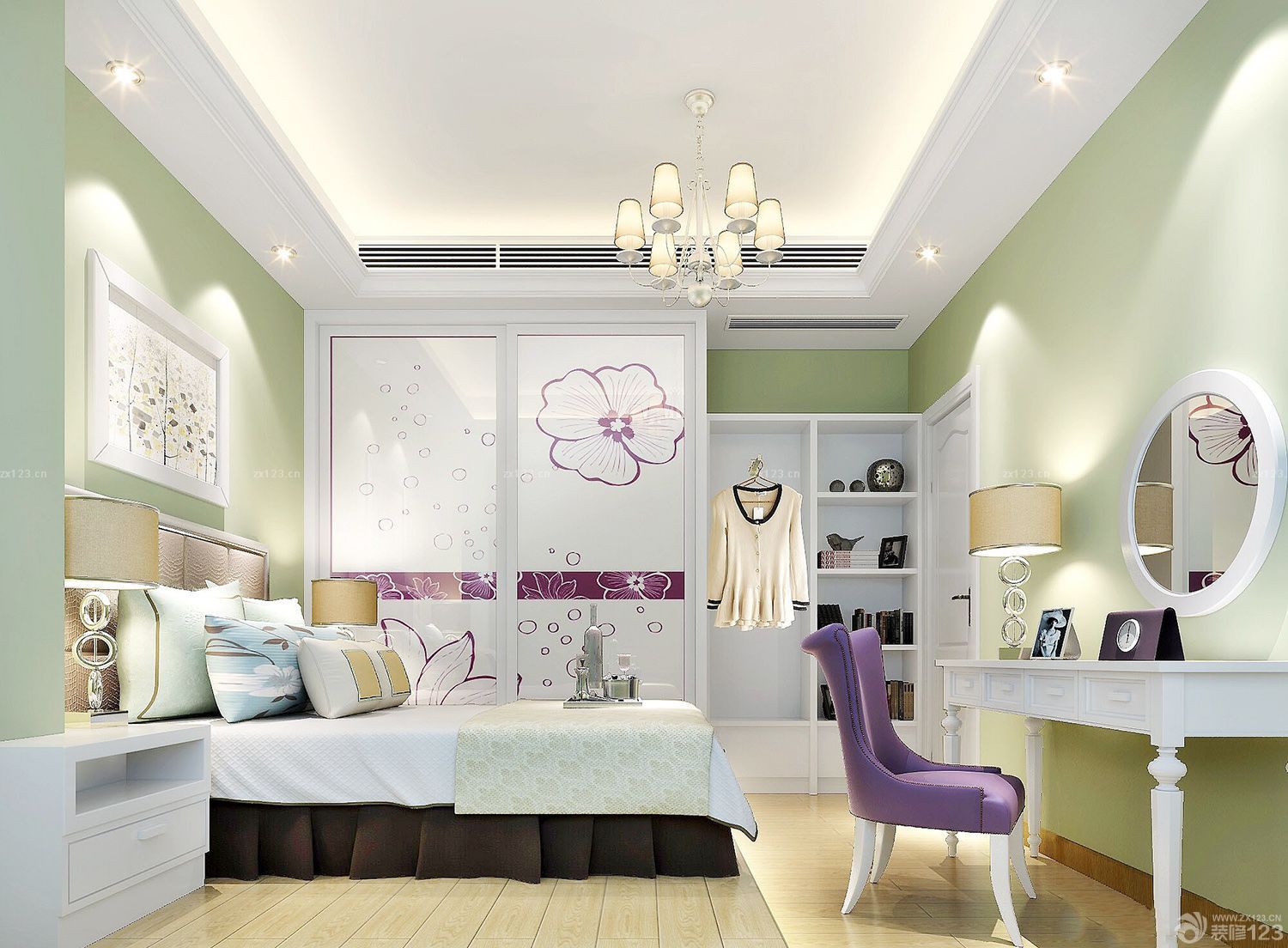 英式田园风格120平米房子卧室装修图片