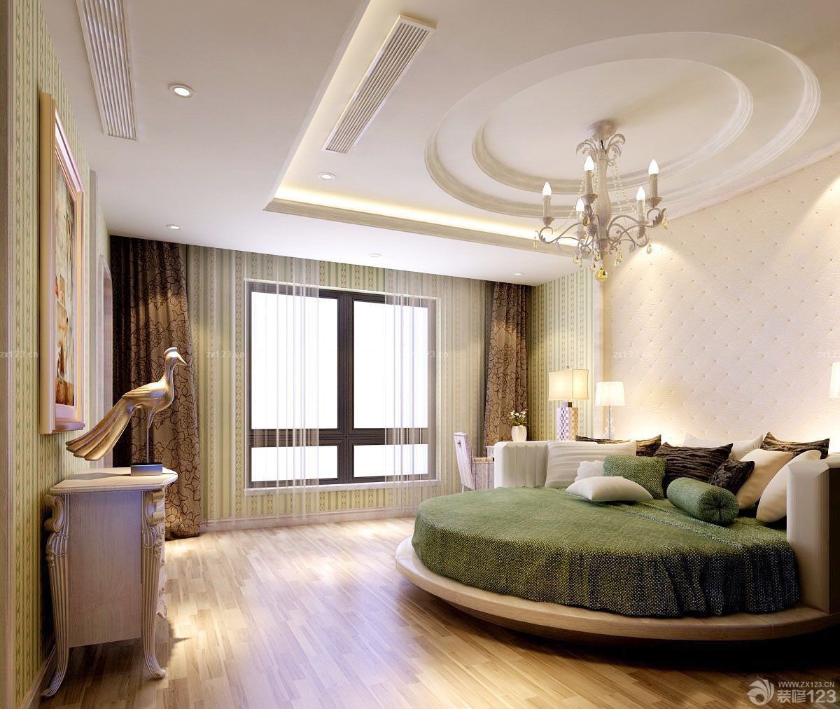 欧式田园风格120平米房子卧室装修图片