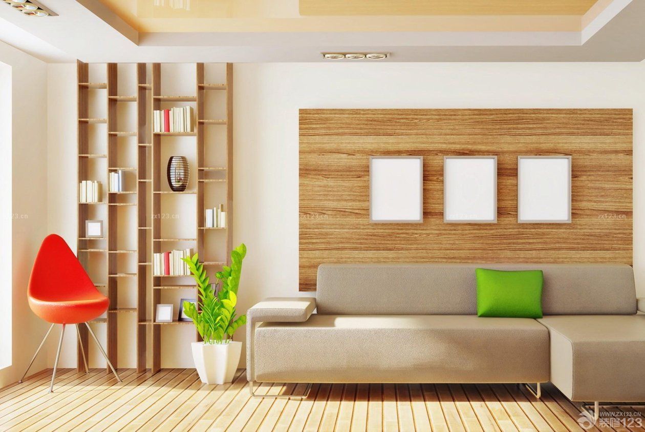 客厅木质背景墙装修设计效果图片库
