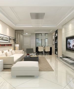 现代欧式风格80平米的房子客厅设计装修图