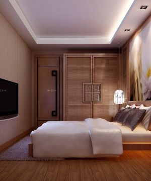 现代中式风格80平米的房子卧室装修图
