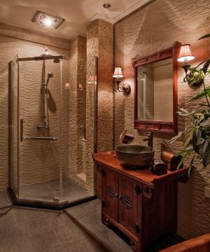 100平米房子浴室柜装修设计效果图片