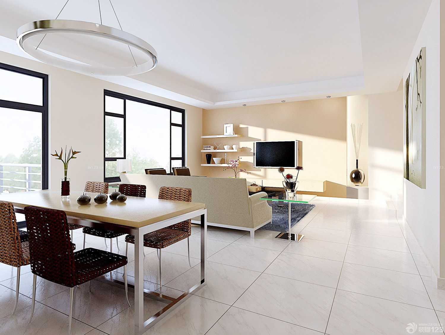 120平方房子花纹瓷砖装修效果图片