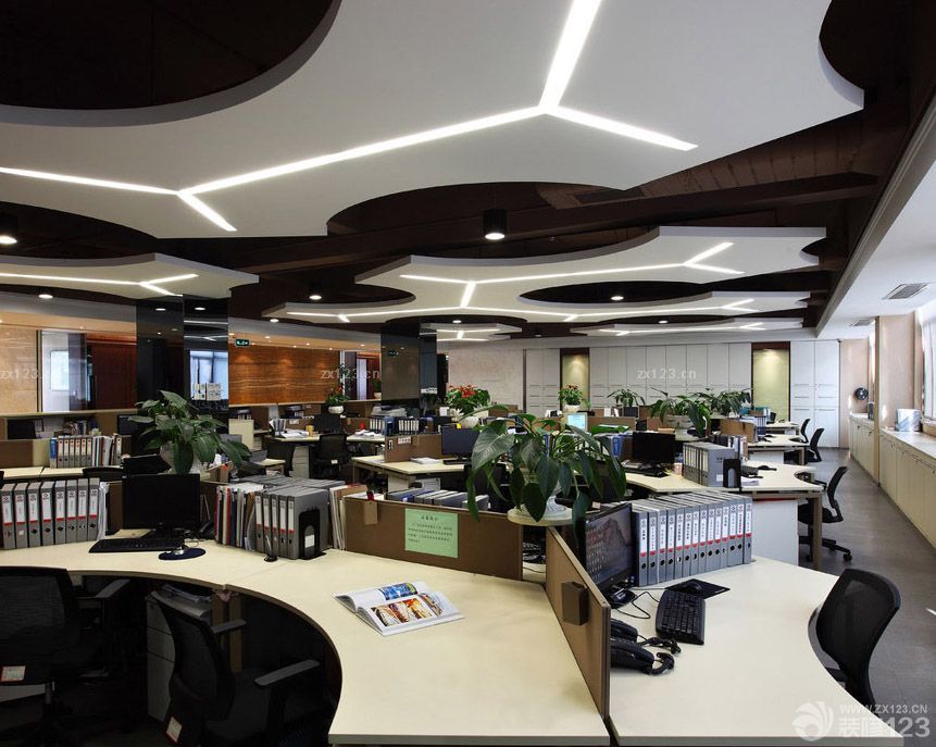 员工办公室吊顶造型装修效果图片大全 