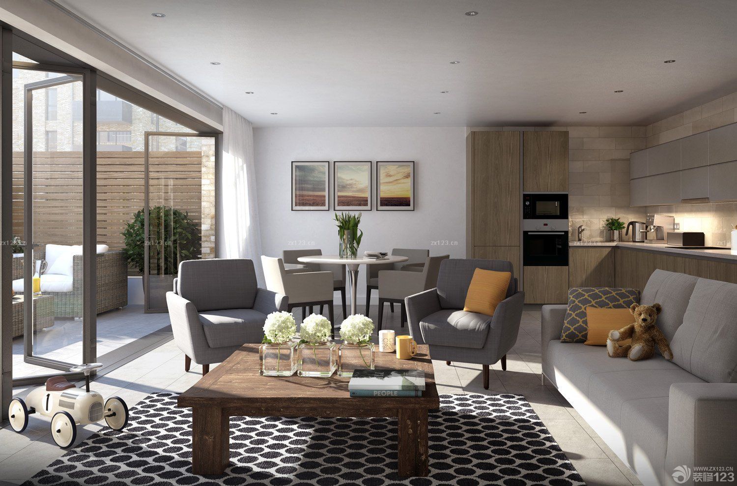 现代客厅阳台装修效果图