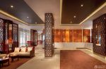 新中式风格酒店宾馆背景墙装修效果图