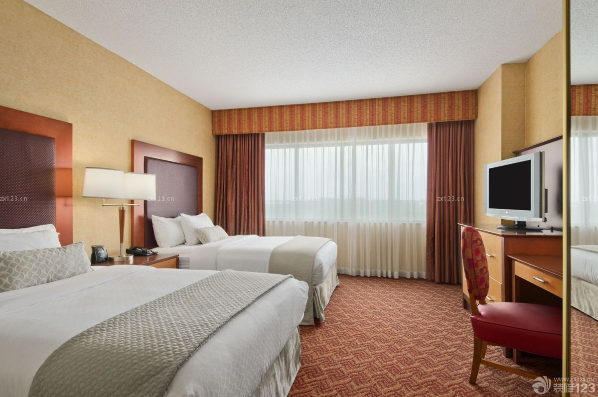 酒店宾馆棕色窗帘装修效果图片