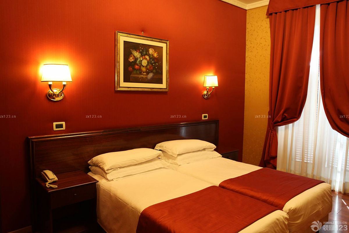 复古酒店宾馆红色墙面装修效果图片