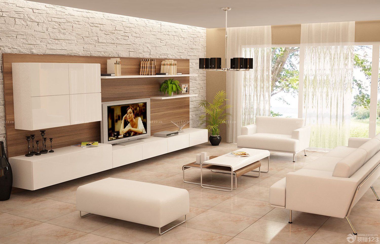 客厅电视墙效果图 简约时尚客厅装修