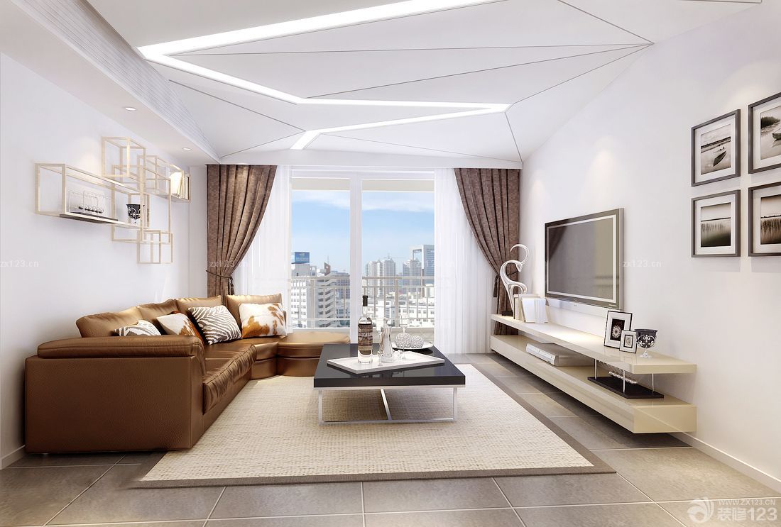 80平小户型艺术吊顶装修案例