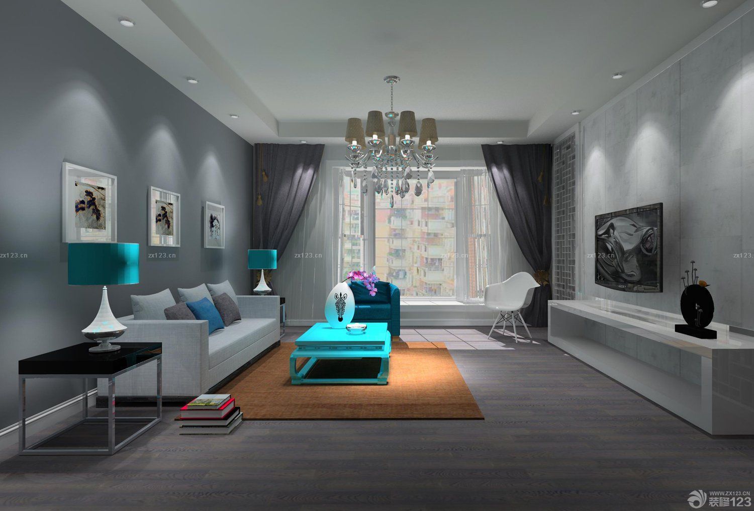 客厅灰色背景墙面装修效果图片 设计456装修效果图