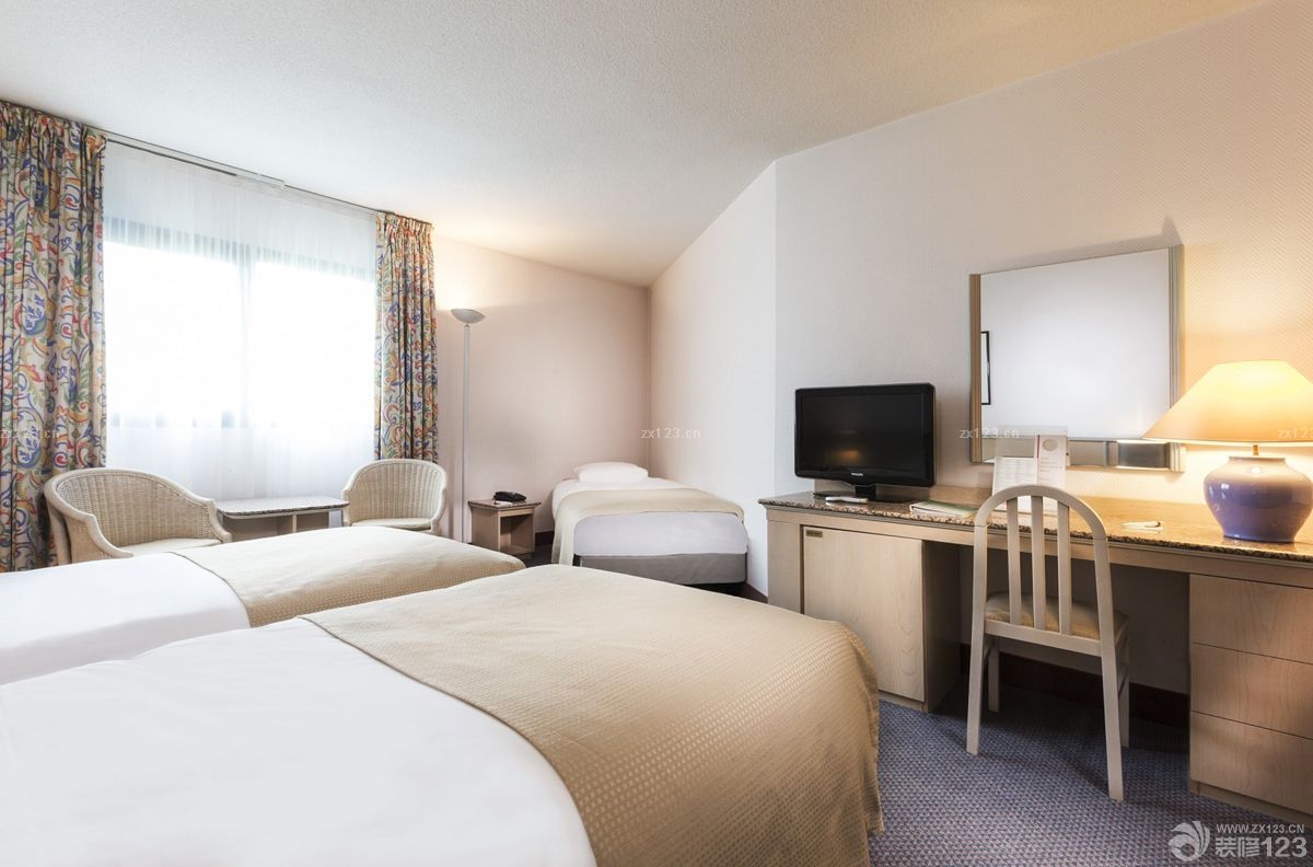 精致小型宾馆白色墙面装修效果图片_设计456装修效果图