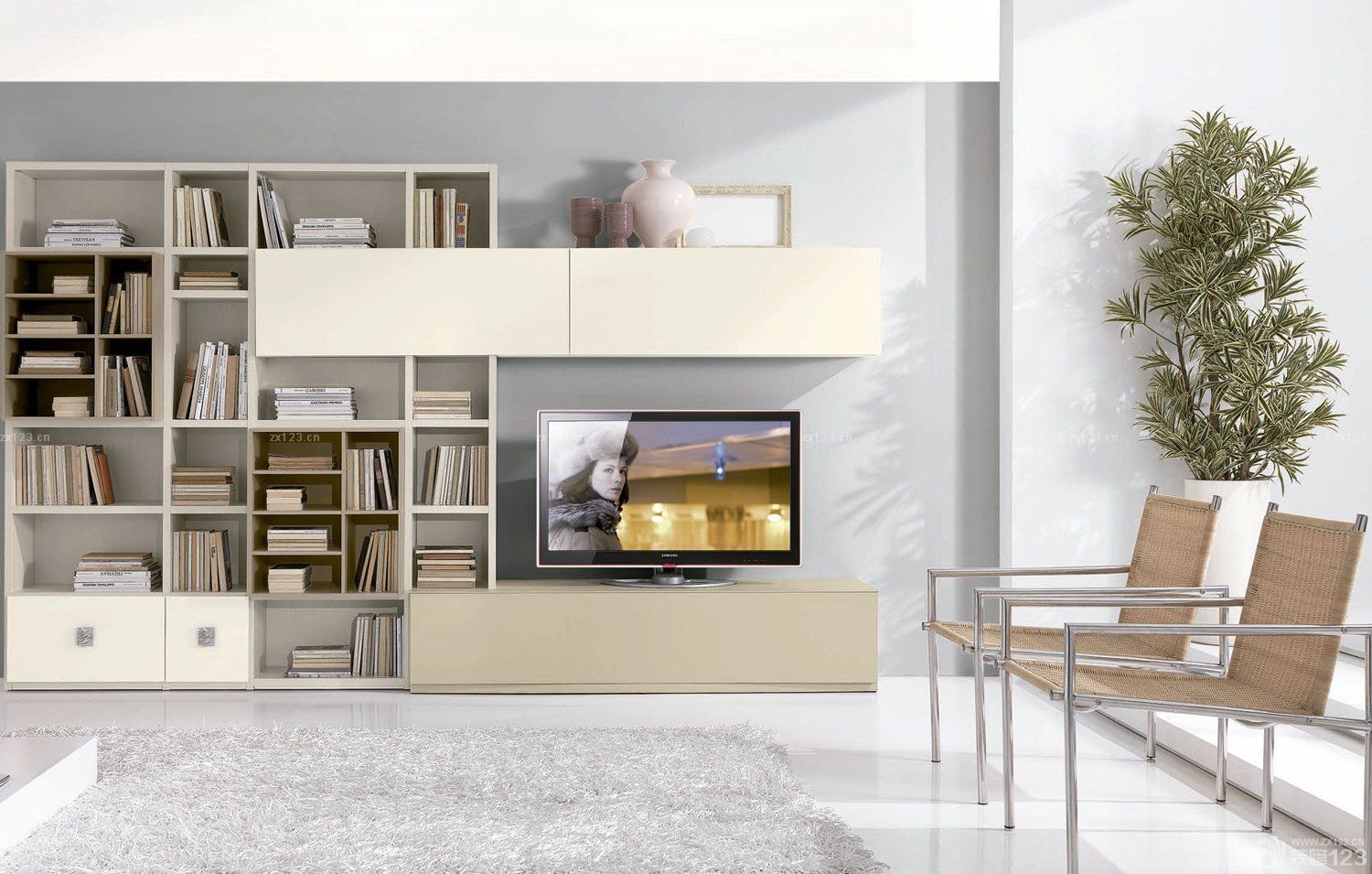 温馨简单客厅电视背景墙装修图小户