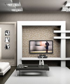 最新客厅电视背景墙壁纸效果图片