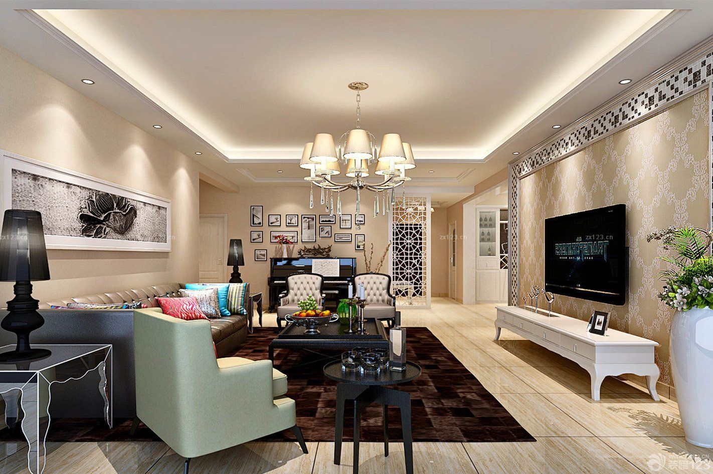 简约时尚客厅影视墙装修图