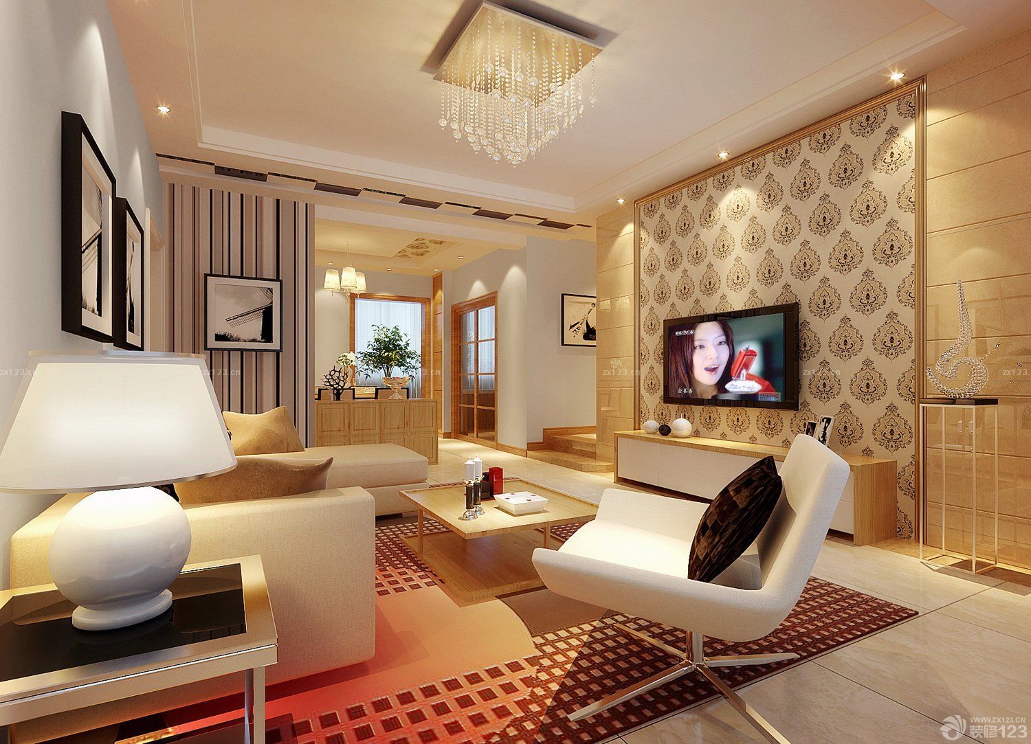 简约小户型客厅影视墙装修图