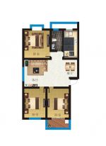 80平米小户型三室两厅一卫平面图