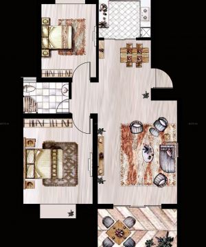 80平米小户型三室两厅平面图