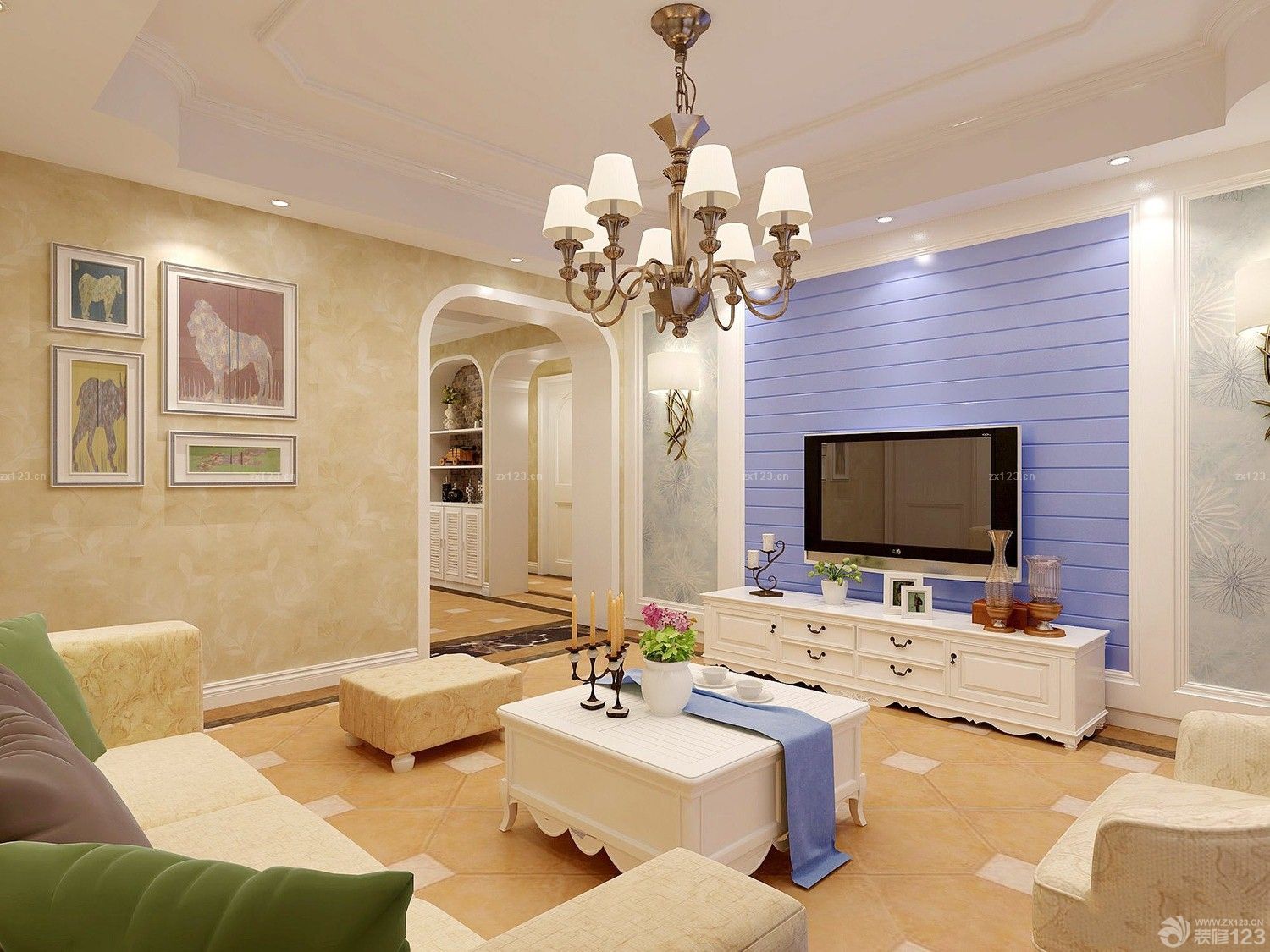 小户型装修风格客厅设计效果图简欧80平小户型餐厅装修案例简欧80平小